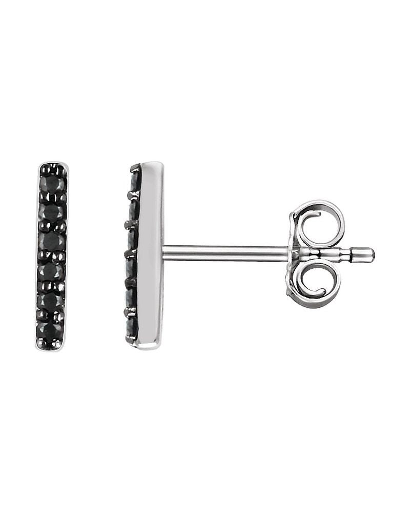 Brinco Barra em Ouro 14k com Diamantes Negros