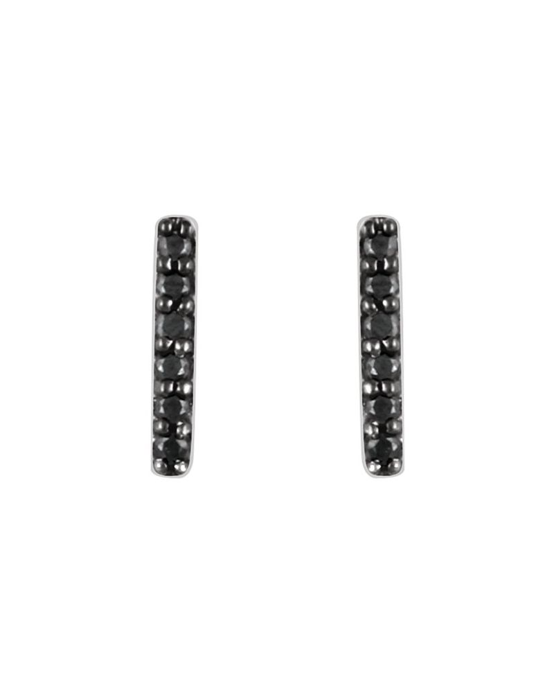 Brinco Barra em Ouro 14k com Diamantes Negros