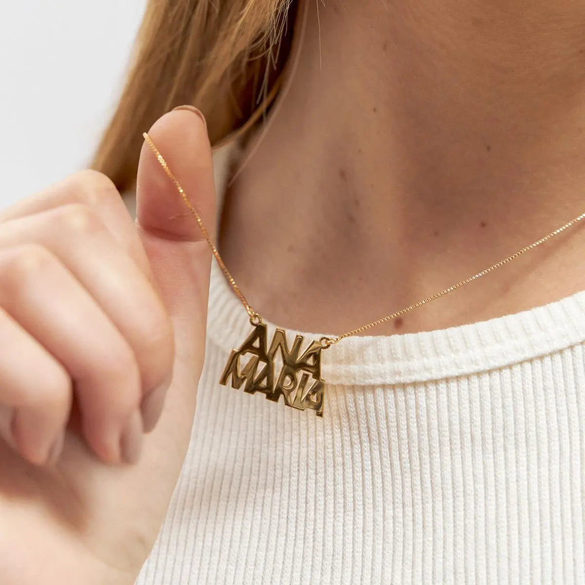 Gargantilha Folheada a Ouro Personalizada Nome com Até 16 Letras