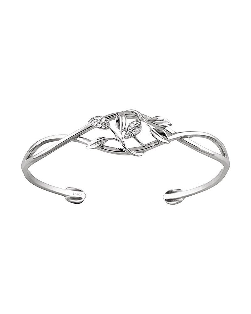 Bracelete Floral Cravejado em Ouro 14k com Diamantes Naturais
