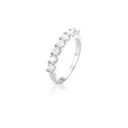 Anel de Prata 925 Aparador com Sete Pedras Moissanites 3mm
