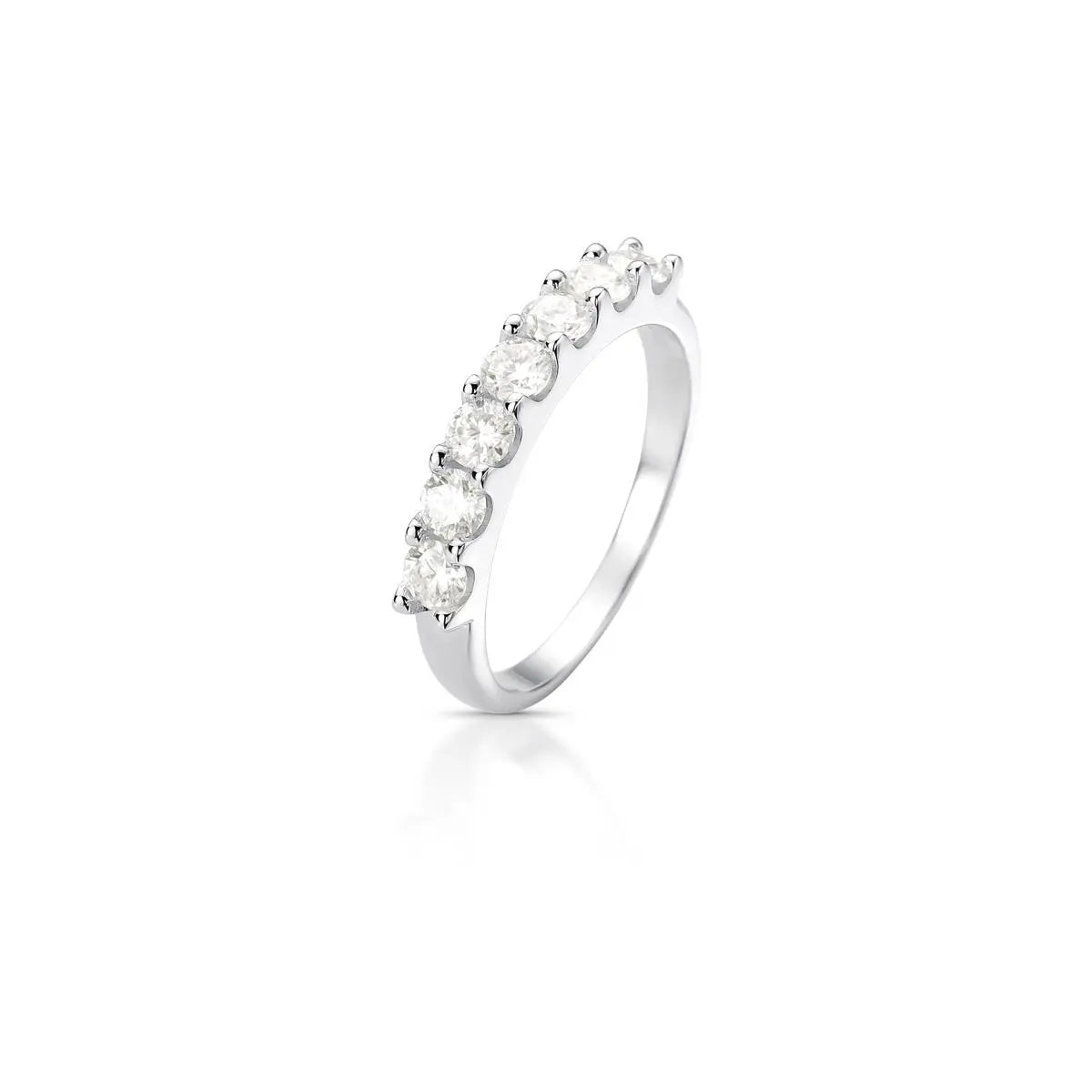 Anel de Prata 925 Aparador com Sete Pedras Moissanites 3mm