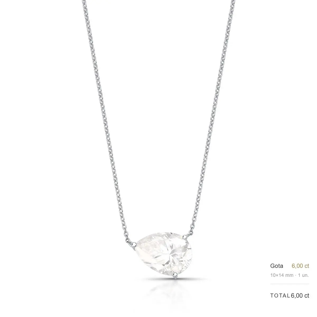 Colar de Prata 925 com Pedra Moissanite 14x10mm