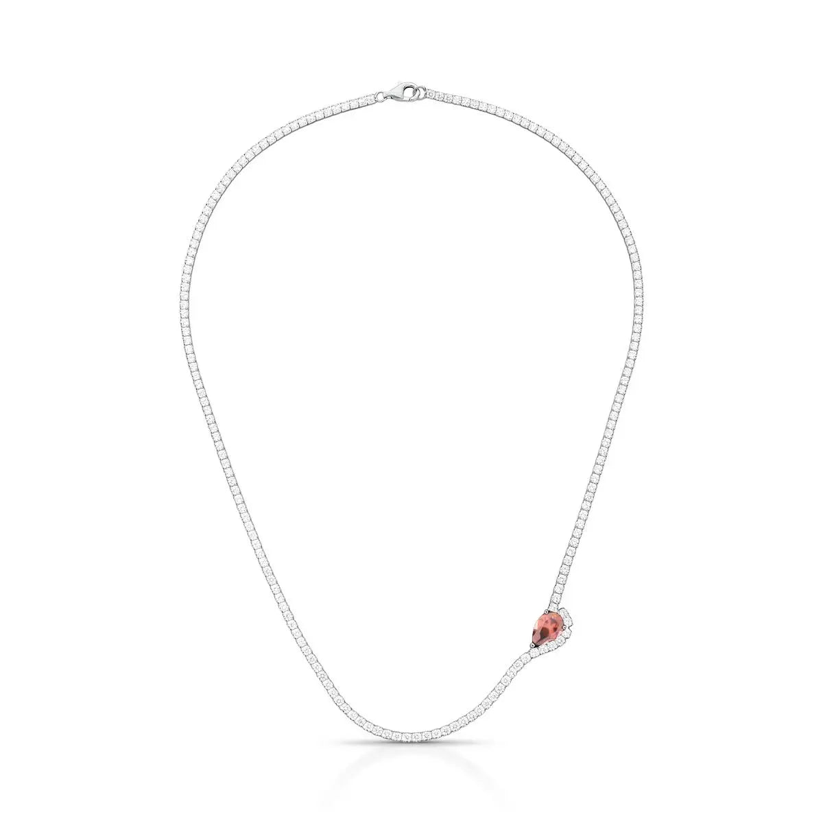 Colar Riviera de Prata 925 com Cristal de Gota e Zircônias