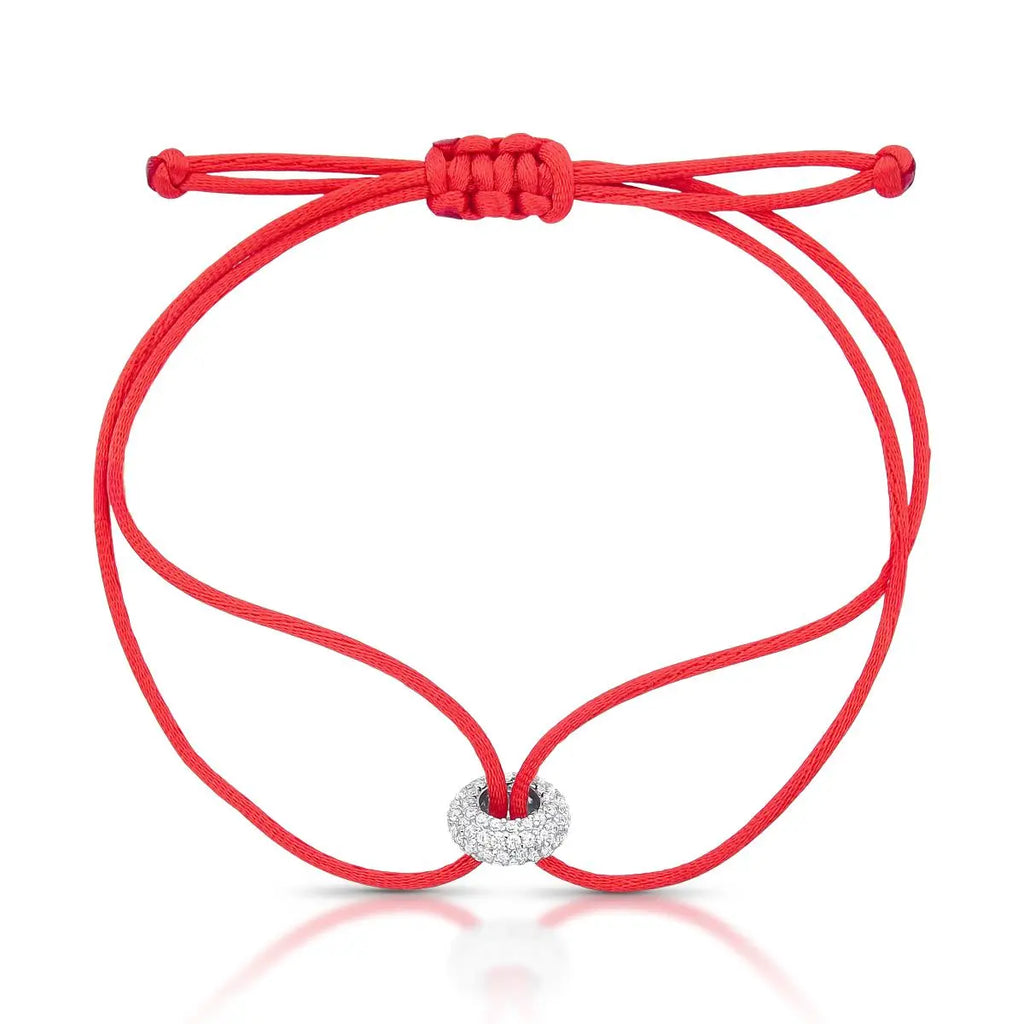 Pulseira de Prata 925 Regulável em Fio Encerado com Zircônias