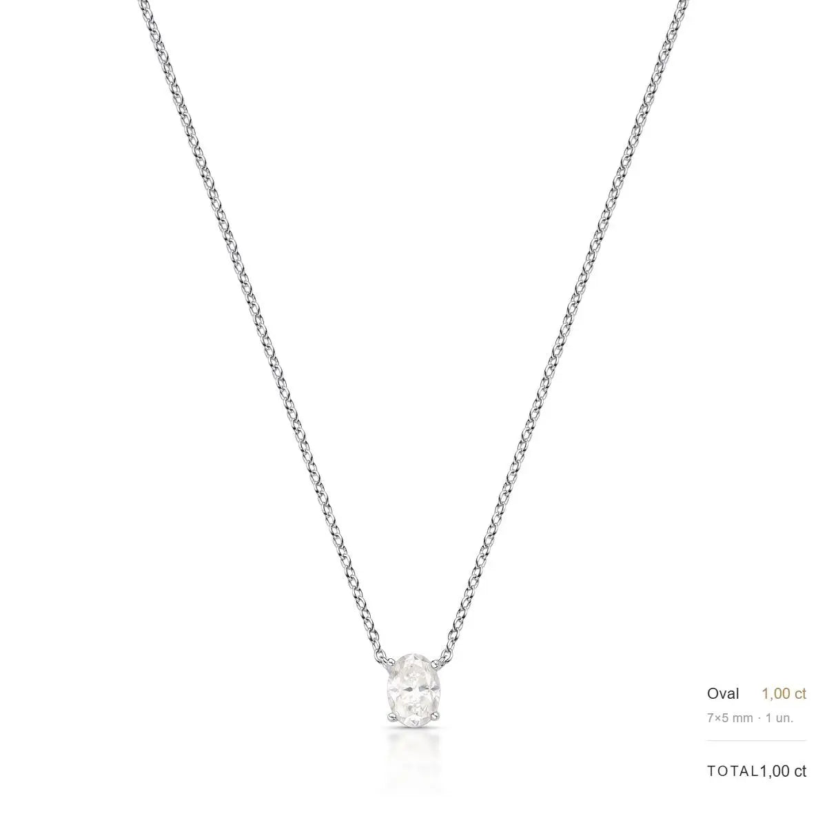 Colar de Prata 925 com Pedra Oval Moissanite 5x7mm