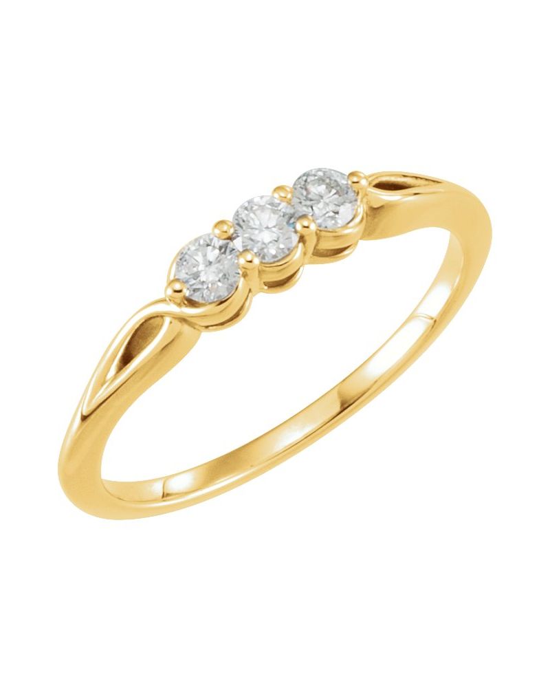 Anel Três Pedras em Ouro 14k com Diamantes Naturais – Modelo 5