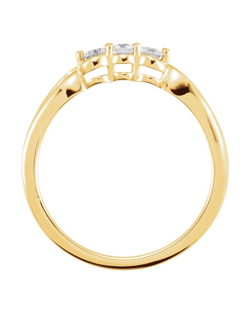 Anel Três Pedras em Ouro 14k com Diamantes Naturais – Modelo 5
