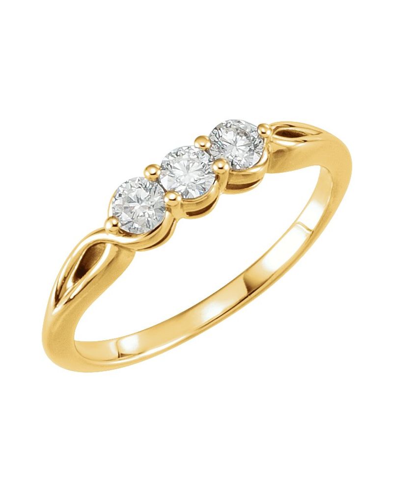 Anel Três Pedras em Ouro 14k com Diamantes Naturais – Modelo 5