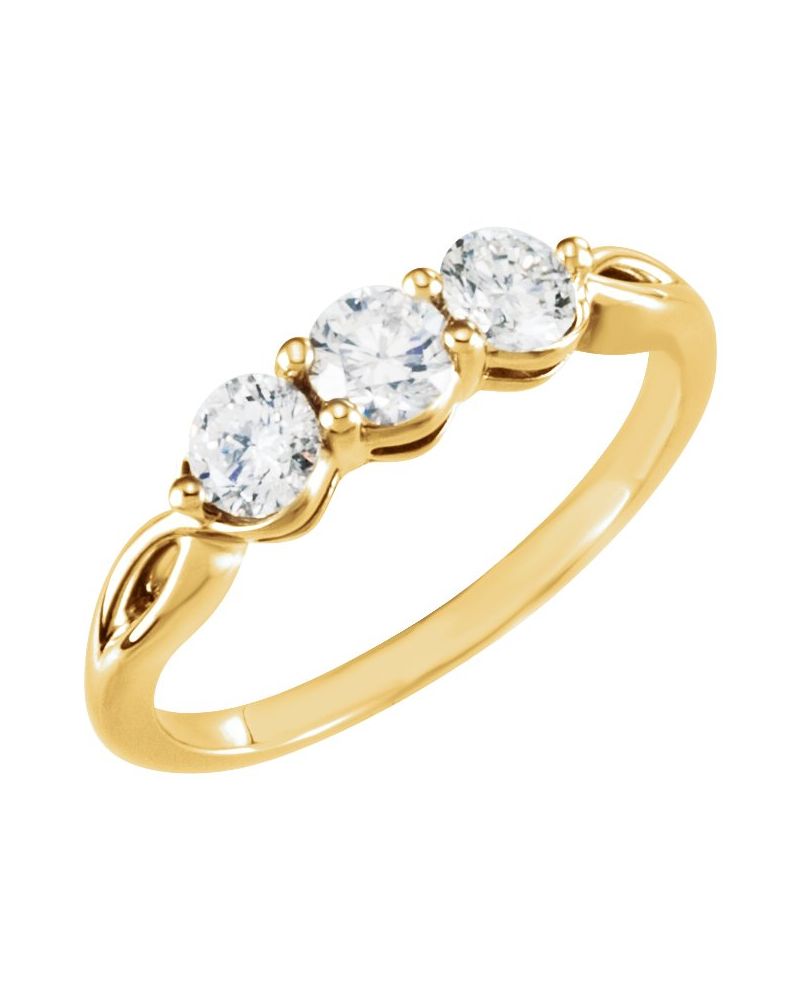 Anel Três Pedras em Ouro 14k com Diamantes Naturais – Modelo 5
