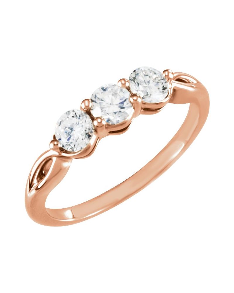 Anel Três Pedras em Ouro 14k com Diamantes Naturais – Modelo 5