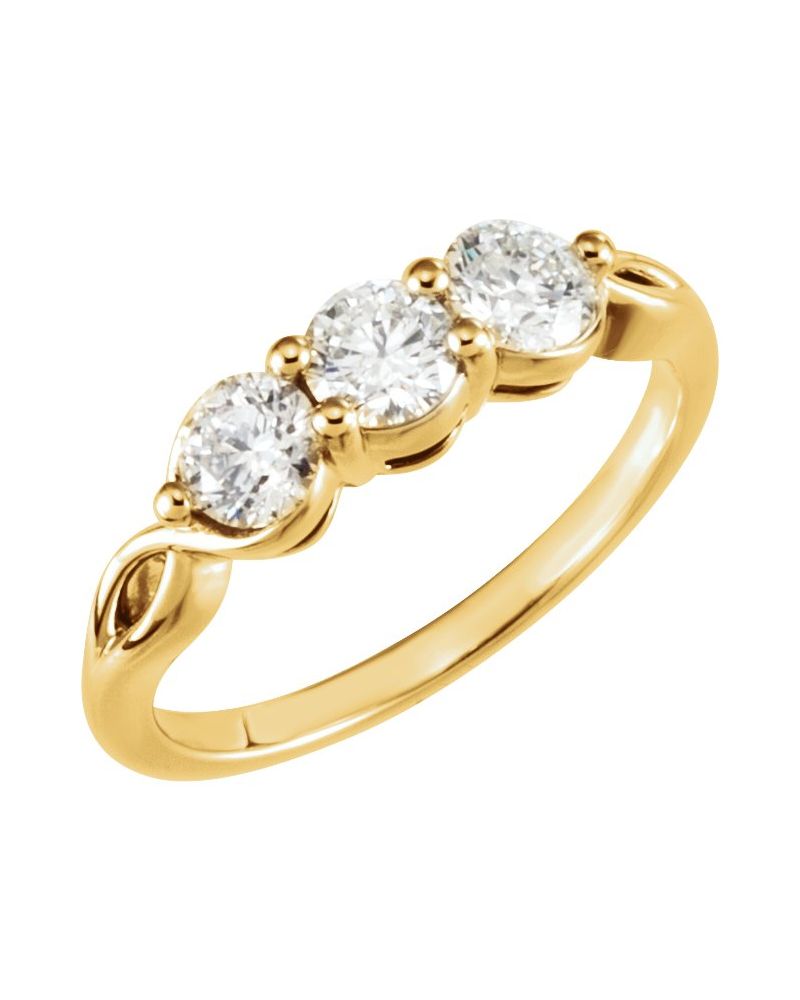 Anel Três Pedras em Ouro 14k com Diamantes Naturais – Modelo 5