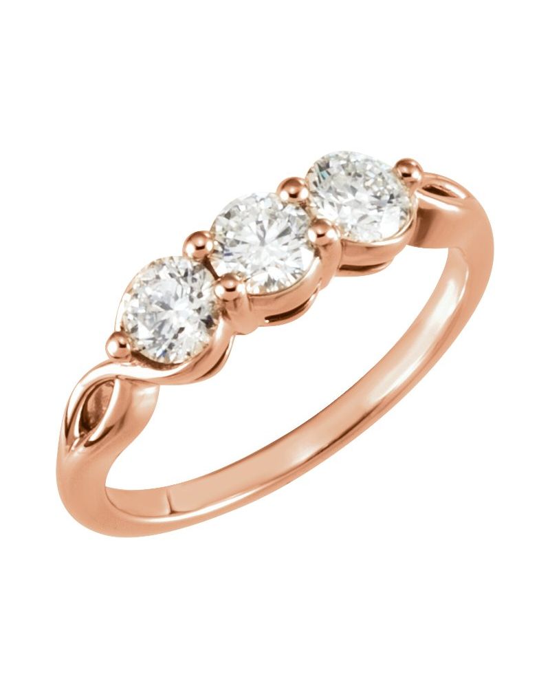 Anel Três Pedras em Ouro 14k com Diamantes Naturais – Modelo 5