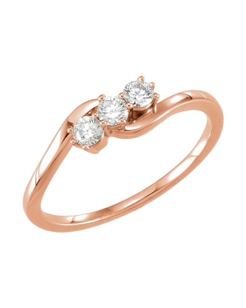 Anel Três Pedras em Ouro 14k com Diamantes Naturais – Modelo 8