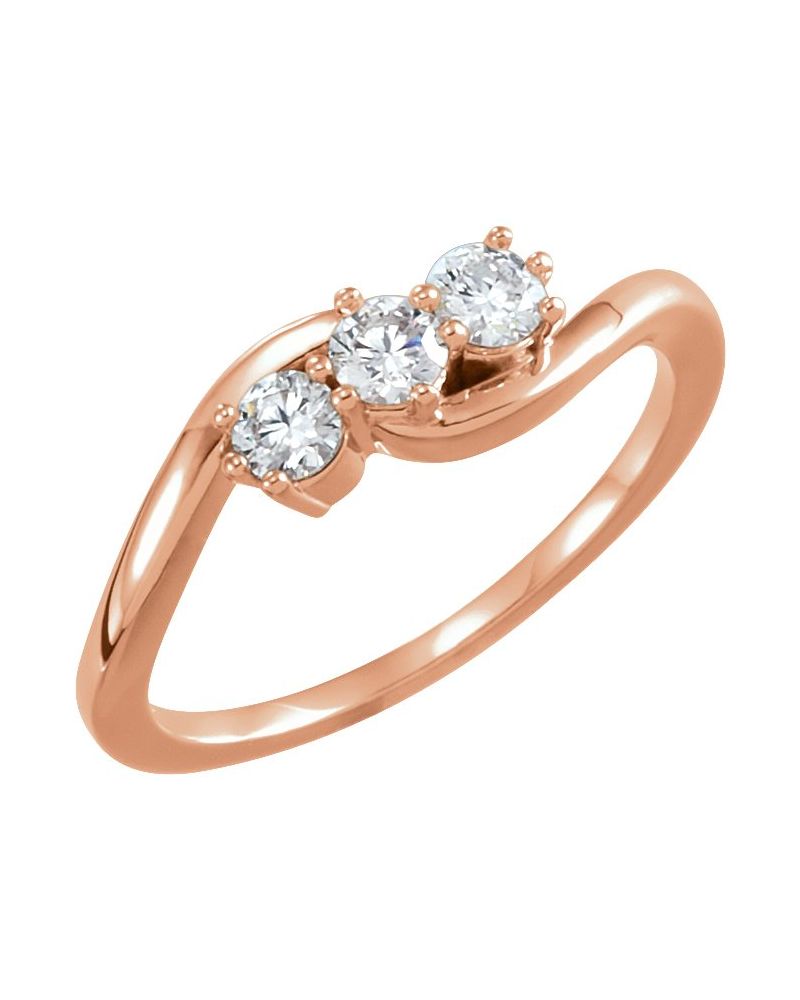 Anel Três Pedras em Ouro 14k com Diamantes Naturais – Modelo 8