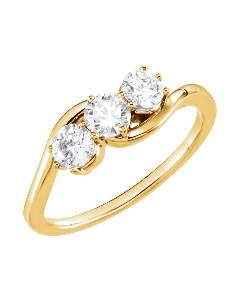 Anel Três Pedras em Ouro 14k com Diamantes Naturais – Modelo 8