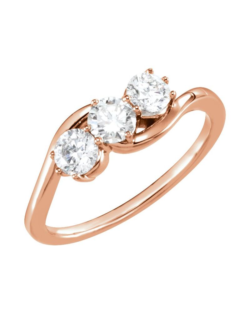 Anel Três Pedras em Ouro 14k com Diamantes Naturais – Modelo 8