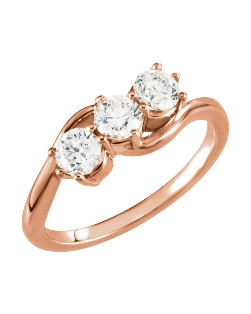 Anel Três Pedras em Ouro 14k com Diamantes de Laboratório