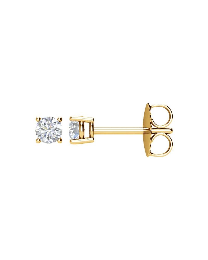 Brinco Ponto de Luz Redondo Quatro Garras em Ouro 14k com Diamantes Naturais – Modelo 7