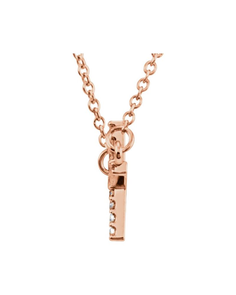 Colar Cruz Horizontal em Ouro 14k com Diamantes de Laboratório