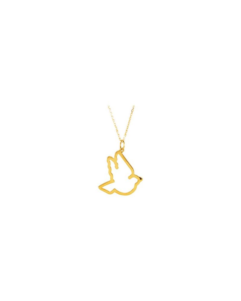 Colar Pomba em Ouro 14k com Diamantes Naturais