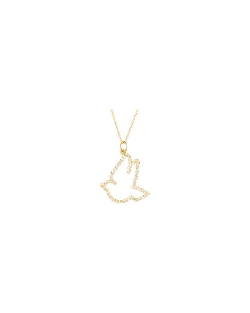 Colar Pomba em Ouro 14k com Diamantes Naturais