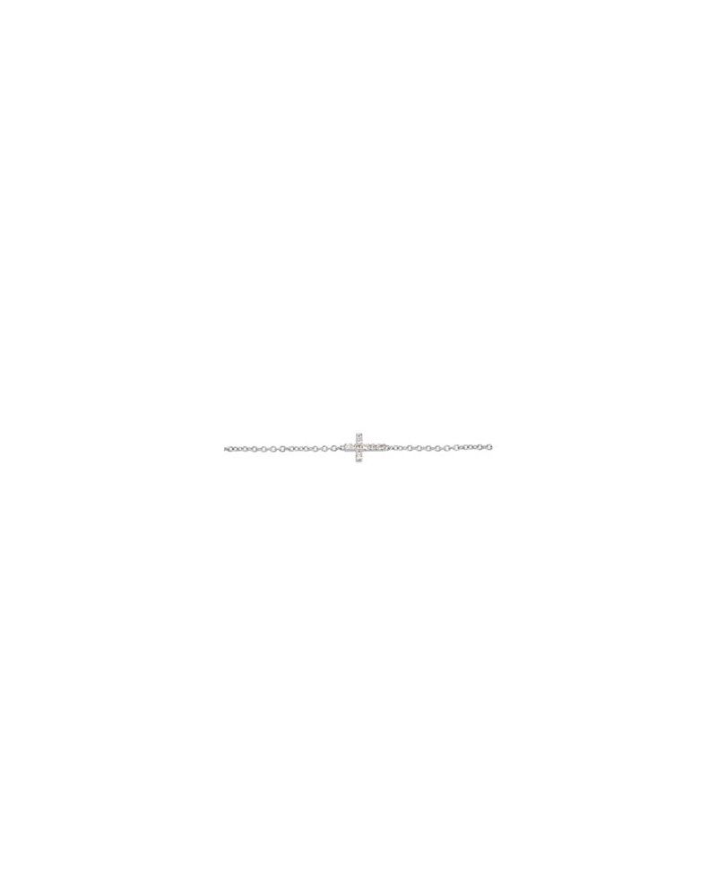 Pulseira Cruz Horizontal Infantil em Ouro 14k com Diamantes Naturais