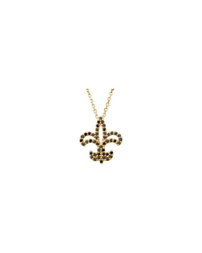 Colar Flor-de-lis em Ouro 14k com Diamantes Naturais – Modelo 7
