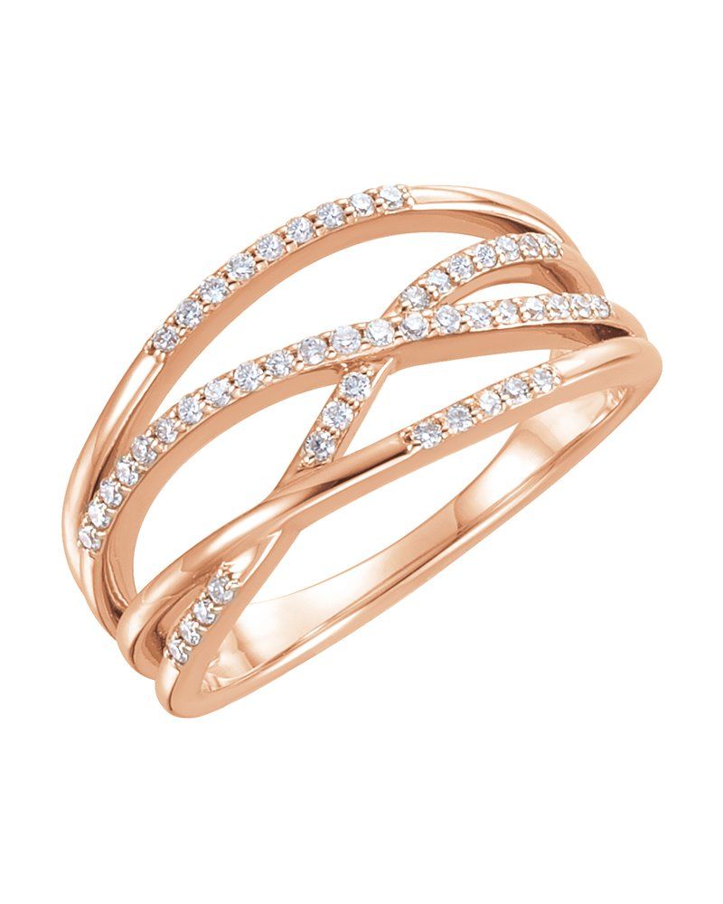 Anel Entrelaçado em Ouro 14k com Diamantes Naturais – Modelo 9
