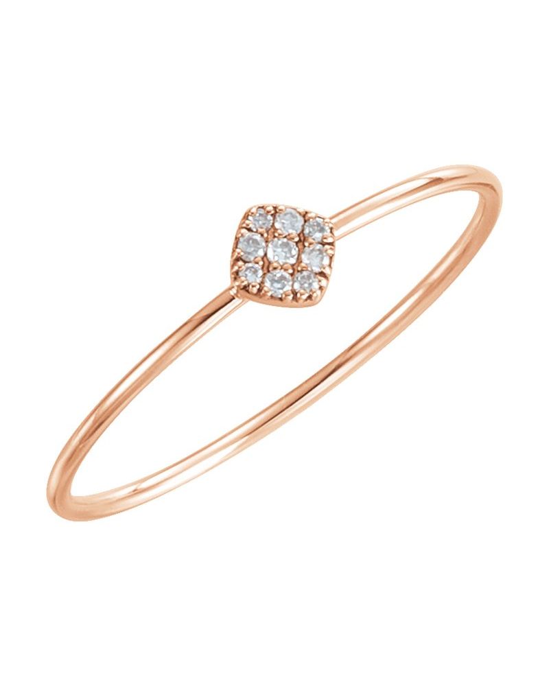 Anel Cluster Delicado em Ouro 14k com Diamantes Naturais