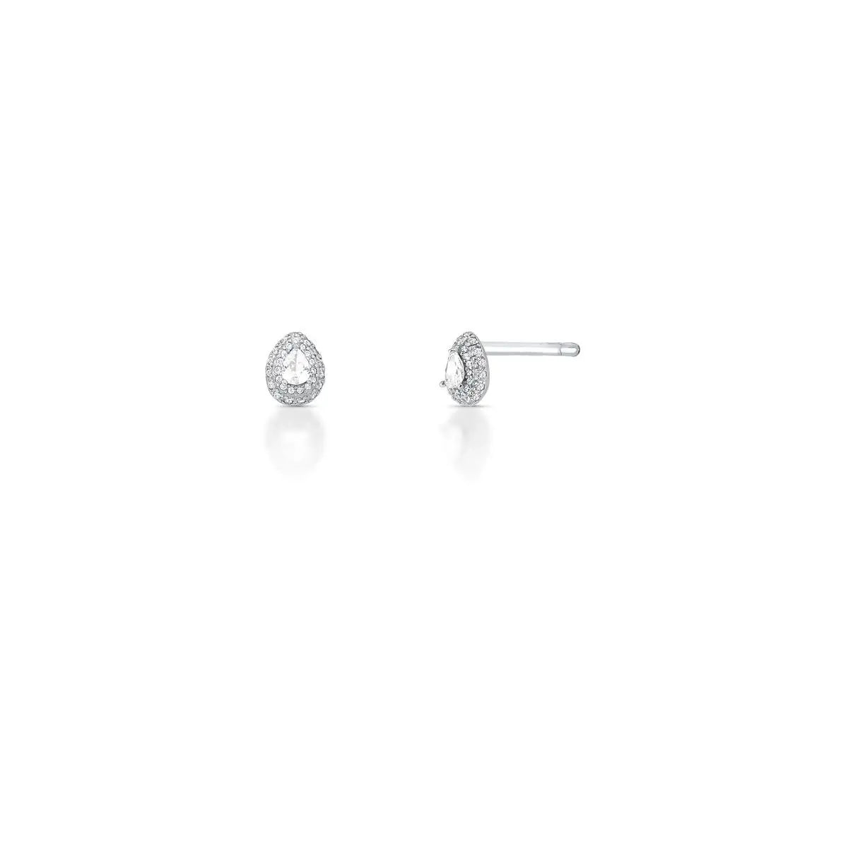 Brinco de Prata 925 de Gota com Cristal e Zircônias