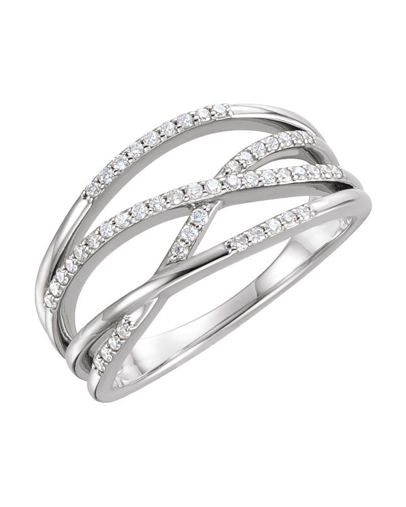Anel Entrelaçado em Ouro 14k com Diamantes Naturais – Modelo 9