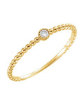 Anel Bolinhas Solitário com Cravação Bezel em Ouro 14k com Diamantes Naturais