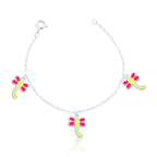 Pulseira de Prata 925 Kids com Três Pingentes de Libélulas
