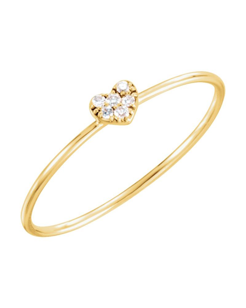 Anel Coração Cluster Delicado em Ouro 14k com Diamantes Naturais