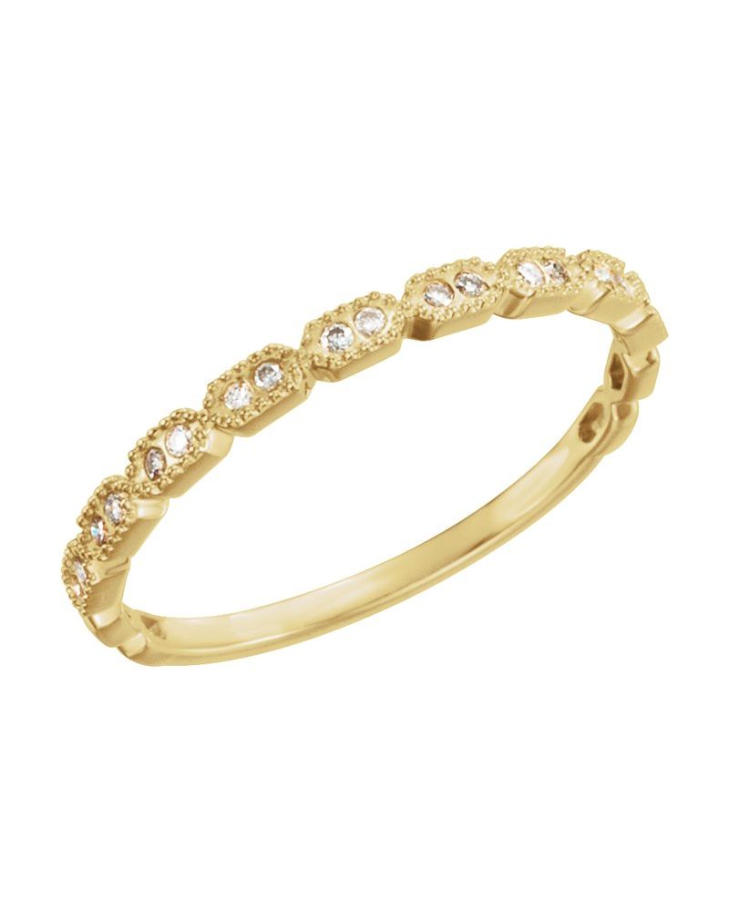 Anel Milgrain Empilhável em Ouro 14k com Diamantes Naturais – Modelo 2