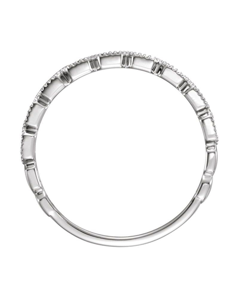 Anel Milgrain Empilhável em Ouro 14k com Diamantes Naturais – Modelo 2