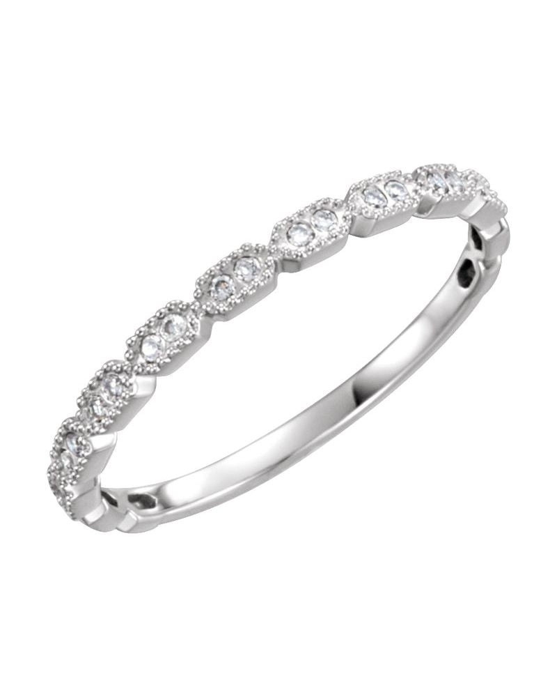 Anel Milgrain Empilhável em Ouro 14k com Diamantes Naturais – Modelo 2