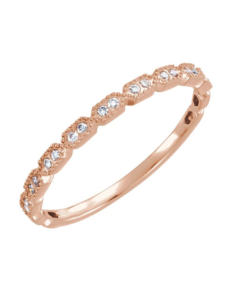 Anel Milgrain Empilhável em Ouro 14k com Diamantes Naturais – Modelo 2