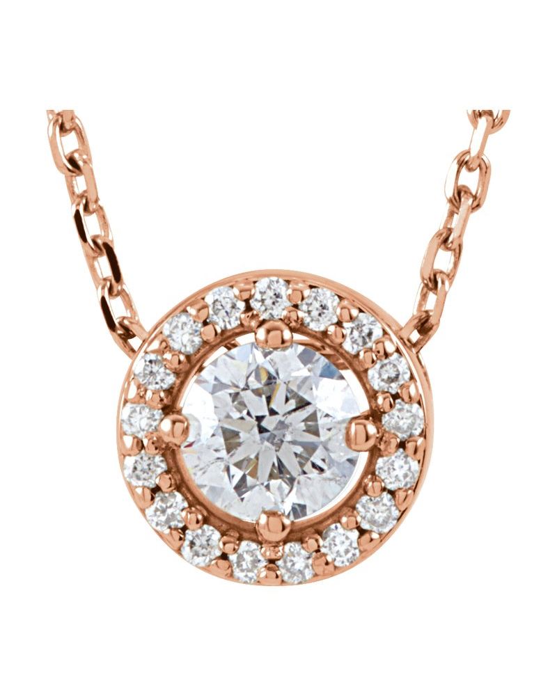 Colar Halo em Ouro 14k com Diamantes de Laboratório