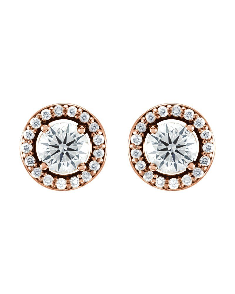 Brinco Redondo Quatro Garras Halo em Ouro 14k com Diamantes de Laboratório – Modelo 2