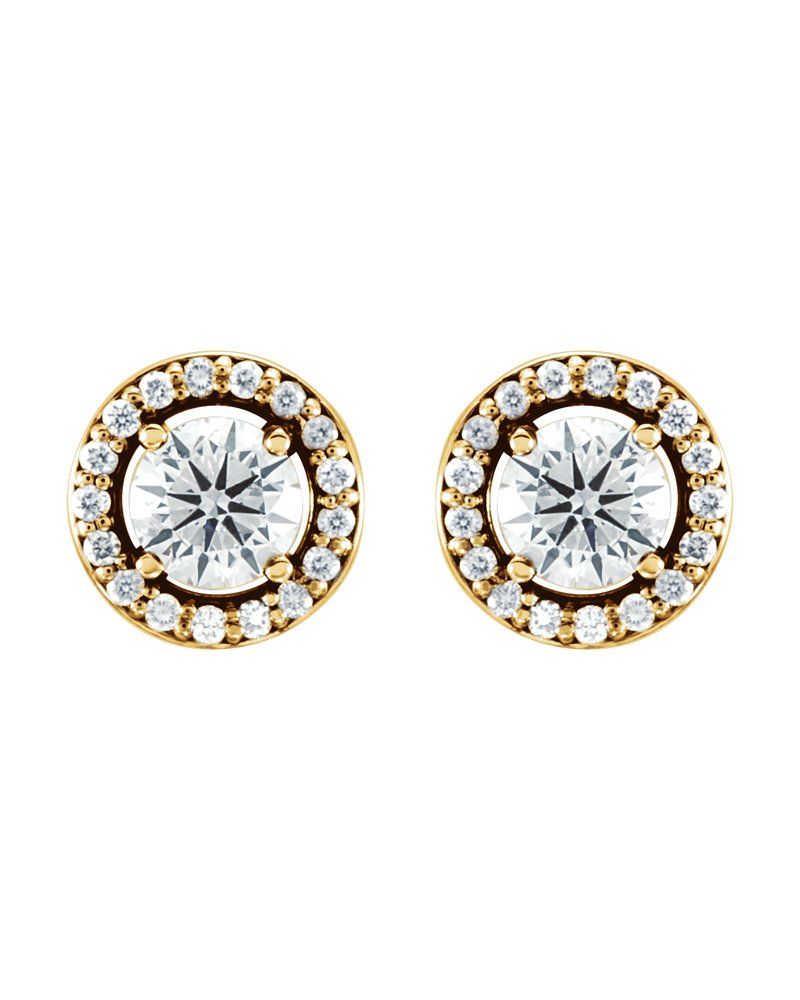 Brinco Redondo Quatro Garras Halo em Ouro 14k com Diamantes de Laboratório – Modelo 2