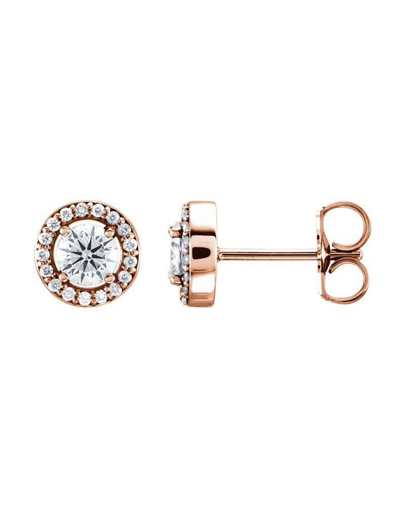 Brinco Redondo Quatro Garras Halo em Ouro 14k com Diamantes de Laboratório – Modelo 2