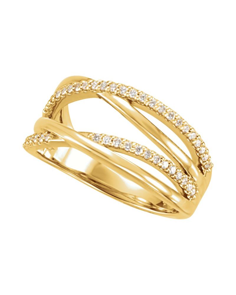 Anel Entrelaçado em Ouro 14k com Diamantes de Laboratório – Modelo 2