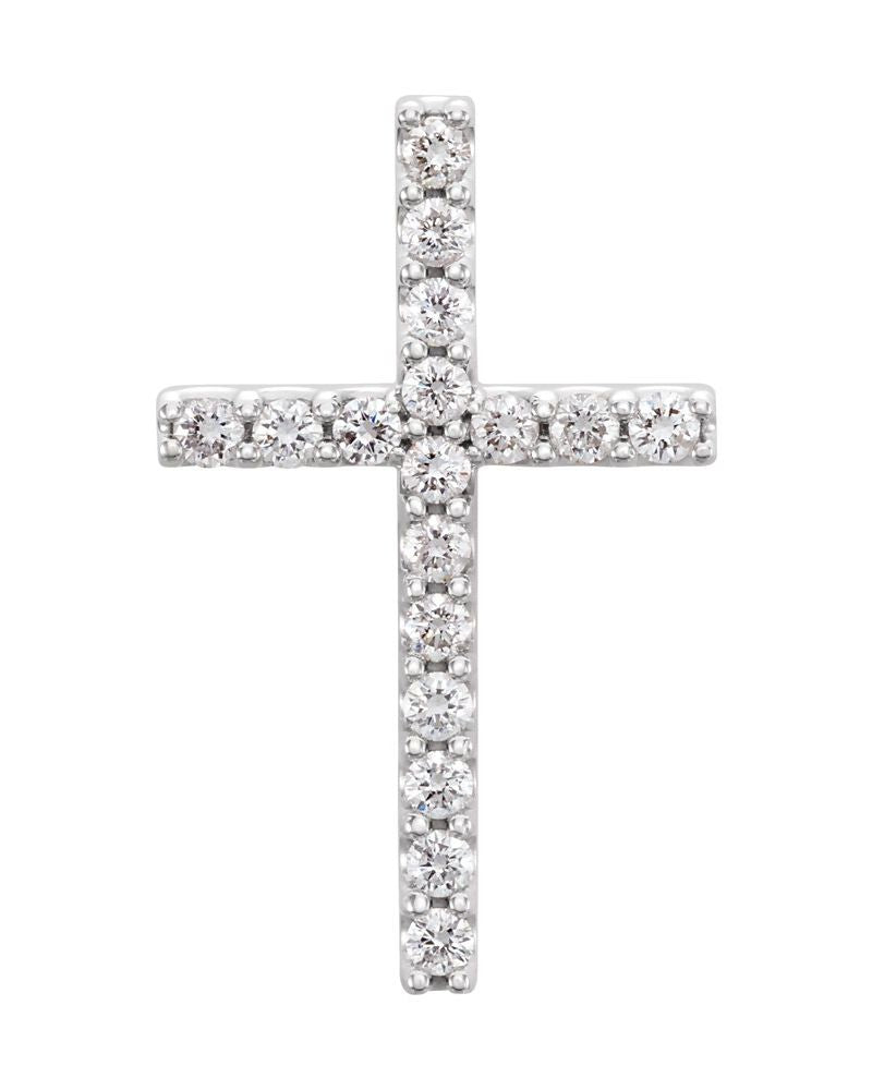 Pingente Cruz Delicado em Ouro 14k com Diamantes de Laboratório