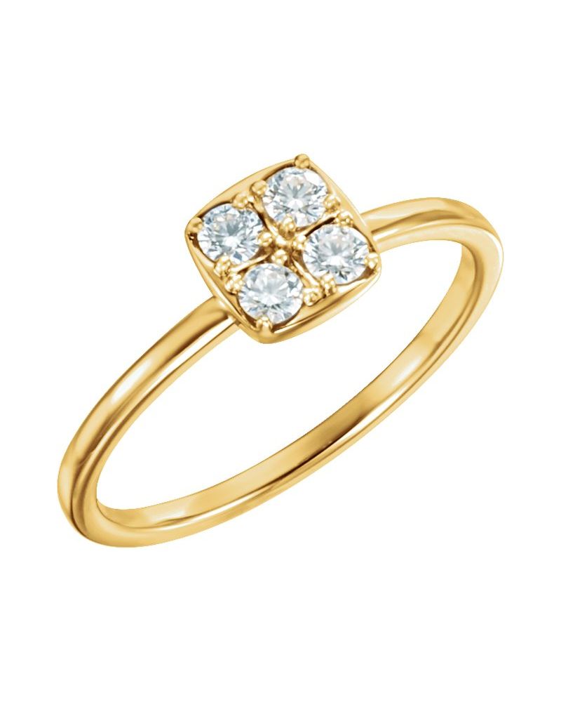 Anel Cluster Empilhável em Ouro 14k com Diamantes Naturais – Modelo 5