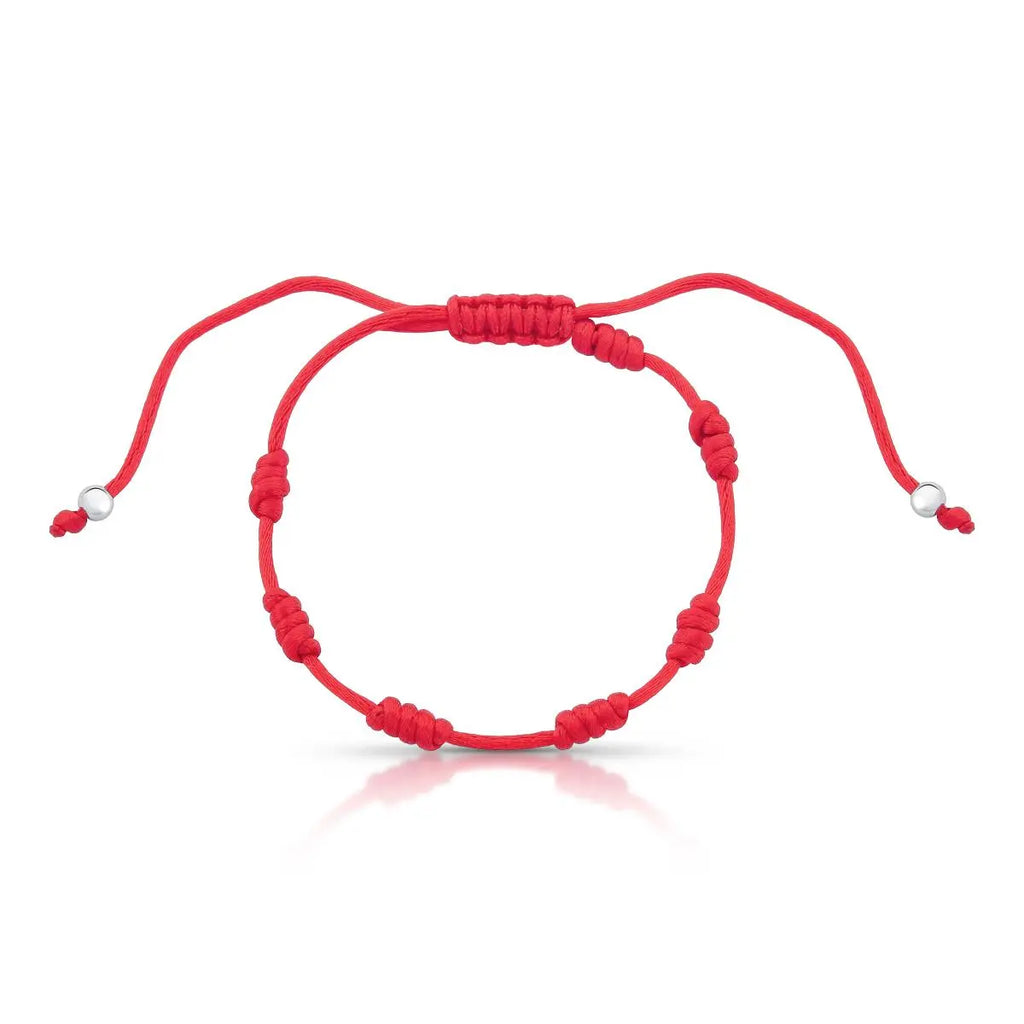 Pulseira de Prata 925 7 Nós Trançada em Fio Encerado