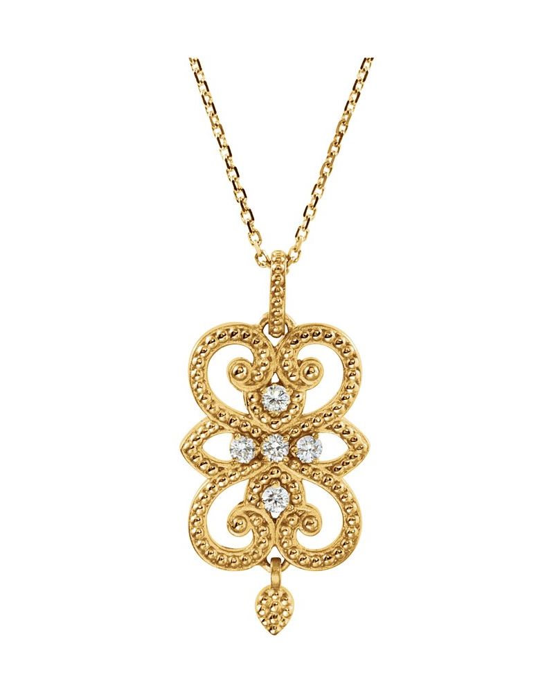Colar Granulado em Ouro 14k com Diamantes Naturais – Modelo 2