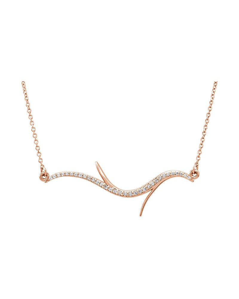 Colar Orgânico Barra em Ouro 14k com Diamantes Naturais – Modelo 2