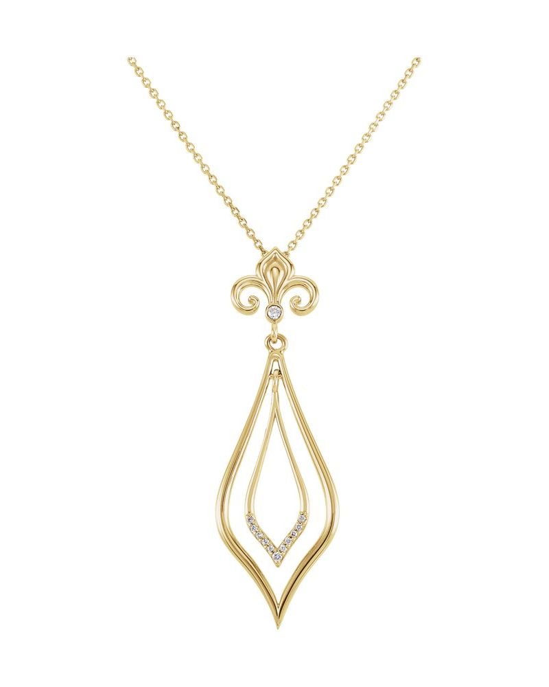 Colar Flor-de-lis em Ouro 14k com Diamantes Naturais – Modelo 5